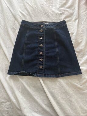 Ricki's Dark Blue Button-Front A-Line Denim Skirt